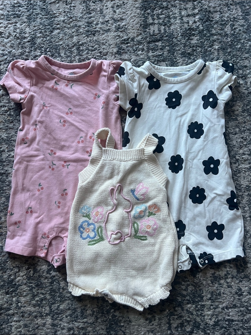 cloud island and old navy pink, White & Cream Baby Romper Trio
